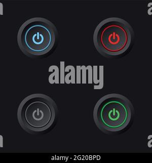 Turn on off button - vector dark design Stock Vector