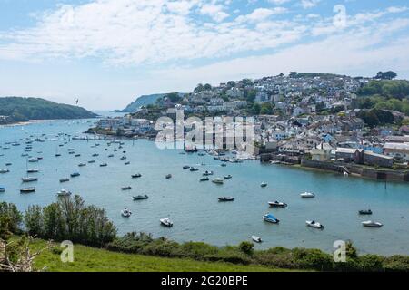 View of the South Hams town of Salcombe and the estuary from Snapes Point, Devon Stock Photo