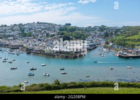 View of the South Hams town of Salcombe and the estuary from Snapes Point, Devon Stock Photo