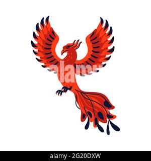 Magical creatures set. Mythological bird - phoenix. Flat style vector illustration isolated on white background Stock Vector