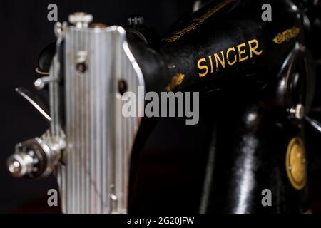 Singer sewing machine vintage singer 15-91 201 classic straight stitch. Stock Photo