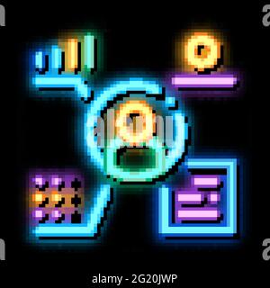 full electronic information about person neon glow icon illustration Stock Vector