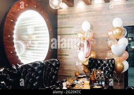 Celebration in fashionable restaurant interior photo without people Stock Photo