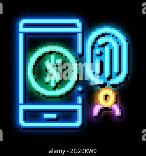 fingerprint access to accounts neon glow icon illustration Stock Vector