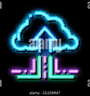 fintech cloud storage neon glow icon illustration Stock Vector