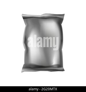 Silver sealed package template. Bag protection for packing things Stock Vector