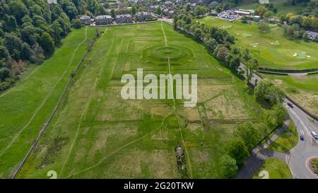 An aerial view of the Kings Knot in Sterling, Central Scotland, UK Stock Photo