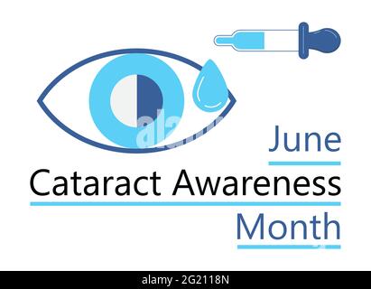 Cataract awareness month is celebrated in June. Glaucoma disease and nephropathy problems. Ophthalmologist, oculist concept illustration. Eyesight che Stock Vector