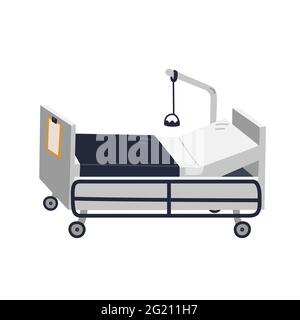 Hospital bed. Empty intensive care unit - medical equipment. Healthcare and treatment in modern clinic Flat style vector illustration on white Stock Vector