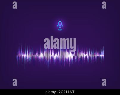 Voice assistant AI and equalizer sound recognition. Futuristic sound wave concept. Futuristic Frequency audio waveform and music wave. Hi-tech AI Stock Vector
