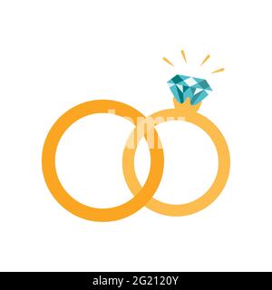 Wedding rings icon. Vector illustration isolated on white background. Stock Vector