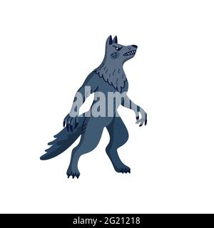 Magical creatures set. Mythological animal - werewolf. Flat style vector illustration isolated on white background Stock Vector