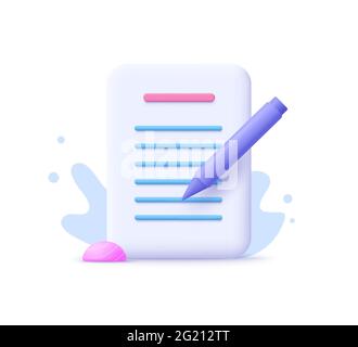 Copywriting, writing icon. Document concept. 3d vector illustration. Stock Vector