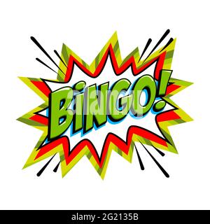 Bingo - lottery green vector banner. Lottery game background in Comic pop-art style. Cartoon vector illustration. Stock Vector