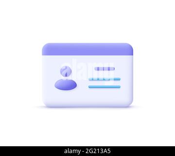 Driver license, id card, plastic card, badge icon. 3d vector illustration. Stock Vector