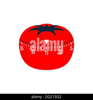 Timer Pomodoro. Pomodoro time management technique - kitchen timer. Flat style vector illustration. Stock Vector