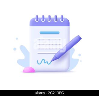 Copywriting, writing icon. Document concept. 3d vector illustration. Stock Vector