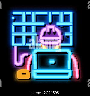 solar technician neon glow icon illustration Stock Vector