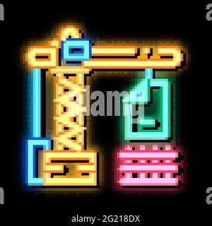 construction crane neon glow icon illustration Stock Vector