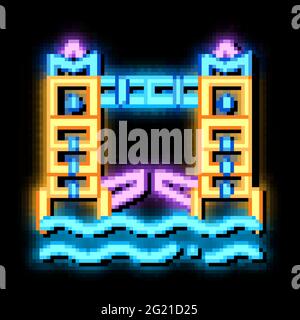 drawbridge neon glow icon illustration Stock Vector