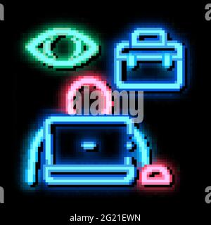 employee supervision neon glow icon illustration Stock Vector