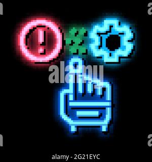 error in automated settings neon glow icon illustration Stock Vector