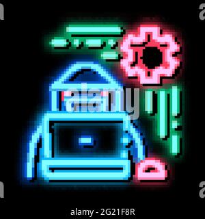 settings hacker neon glow icon illustration Stock Vector