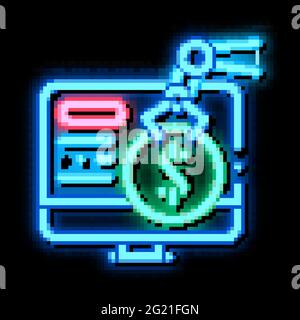 cash withdrawal neon glow icon illustration Stock Vector