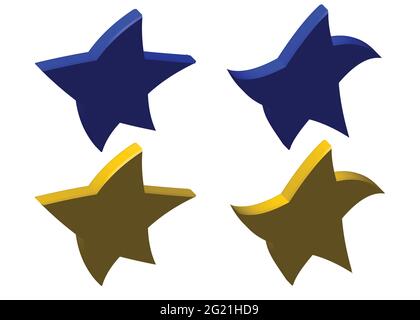 A set with blue and yellow stars isolated on white background - vector Stock Vector