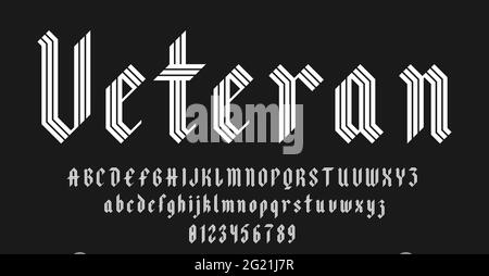 Set of alphabets font letters and numbers antique vintage blackletter concept vector illustration Stock Vector