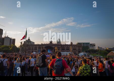 Monterrey, México, -06-07-2021-. Celebration of the victory of the Governor of the State of Nuevo León, Mexico for Samuel García Sepulveda held on the Stock Photo