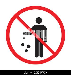 Do not litter, keep it clean, prohibition sign icon vector for graphic design, logo, web site, social media, mobile app, ui illustration Stock Vector