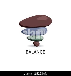 Balance of stones logo. Meditation icon. Buddhism  symbol. Stack of pebbles. Vector graphic illustration Stock Vector