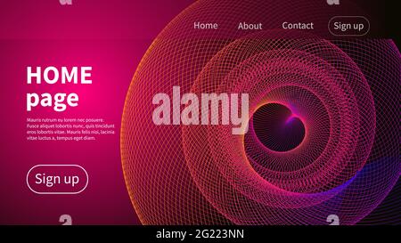 Website page with  gradient and spiral. Abstract color technology background for web design Stock Vector