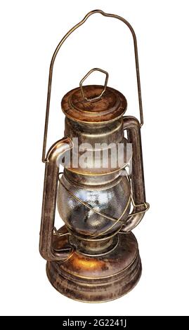 old kerosene lantern isolated on white background Stock Photo