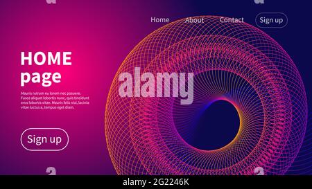 Layout of websites home page with abstract spiral shape. Vector illustration Stock Vector