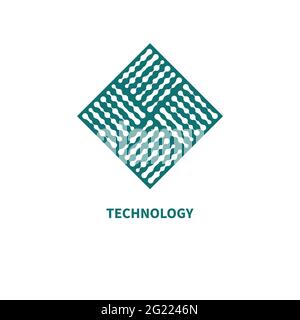 Electronic logo chip. Digital connected shapes icon. Modern science symbol. Stock Vector