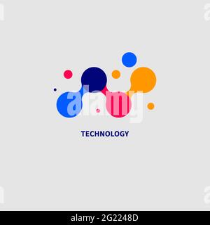 Nano technology symbol. Connected abstract shapes. Science logo. Scientific icon. Stock Vector