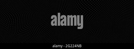 Wide banner with abstract distorted structure in form of dots. Geometric abstract landscape. Distorted surface Stock Vector