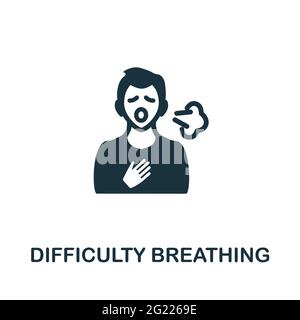 Difficulty Breathing icon. Monochrome simple element from coronavirus symptoms collection. Creative Difficulty Breathing icon for web design Stock Vector