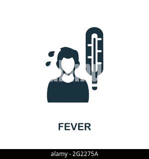 Fever icon. Monochrome simple element from coronavirus symptoms collection. Creative Fever icon for web design, templates, infographics and more Stock Vector