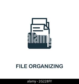 File Organizing icon. Monochrome simple element from digital service collection. Creative File Organizing icon for web design, templates, infographics Stock Vector