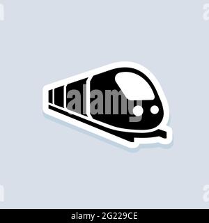 Train sticker. Trip way. Journey concept. Vector on isolated background. EPS 10. Stock Vector