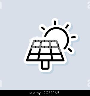 Solar energy panel sticker. Power battery icon. Solar Power Green Energy Icon. Vector on isolated background. EPS 10. Stock Vector