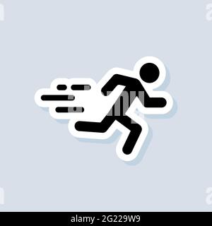 Emergency exit sticker. Fire door, safe way, escape. Fire exit. Vector on isolated background. EPS 10. Stock Vector