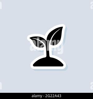 Seedling sticker. Ecology logo. Sprout icons. Vector on isolated background. EPS 10. Stock Vector