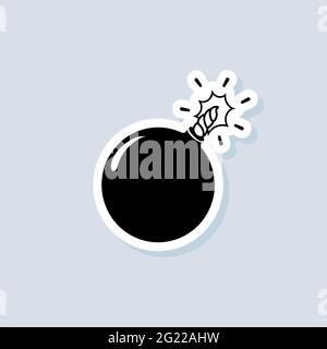 Bomb sticker. Bomb logo. Vector on isolated background. EPS 10. Stock Vector