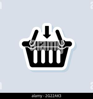 Add to cart button sticker. Shopping basket icon. Vector on isolated background. EPS 10. Stock Vector