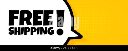 Free shipping. Speech bubble banner with Free shipping text. Loudspeaker. For business, marketing and advertising. Vector on isolated background. EPS Stock Vector