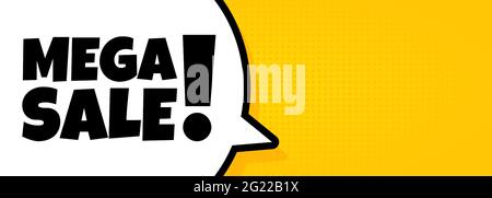 Mega sale. Speech bubble banner with Mega sale text. Loudspeaker. For business, marketing and advertising. Vector on isolated background. EPS 10. Stock Vector